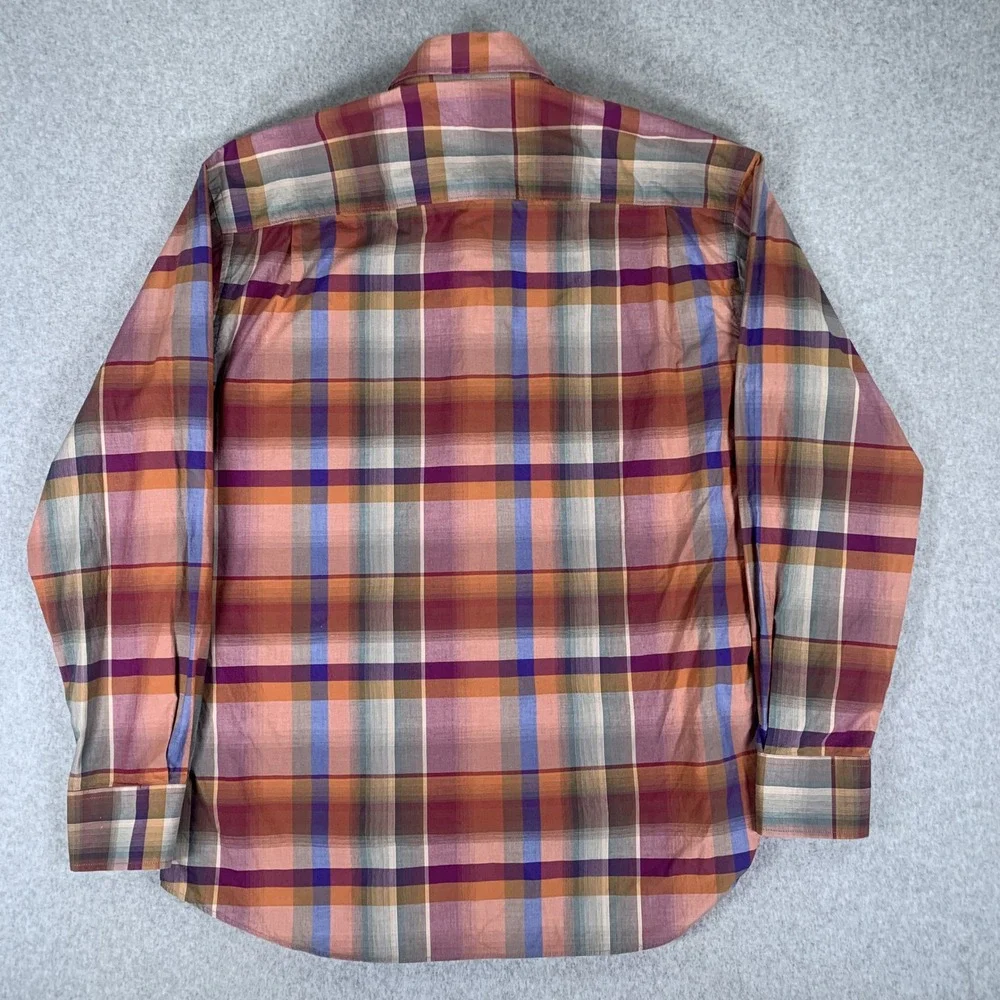 Alan Flusser Button Down Shirt Mens Large Multi Plaid Long Sleeve Cotton
